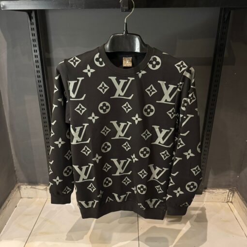 Louis Vuitton Full Monogram Jacquard Crewneck Sweatshirt Black