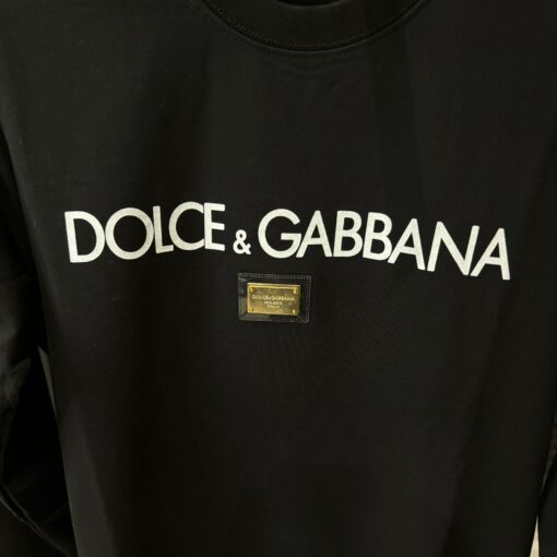 Dolce And Gabbana Script Logo Badge Cotton Sweatshirt - Image 2