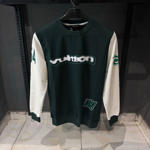 Louis Vuitton Full Sleeved Cotton Intarsia Green Crewneck