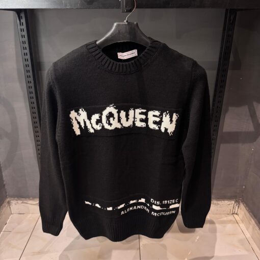 ALEXANDER MCQUEEN Graffiti Logo Intarsia Organic Cotton Sweater