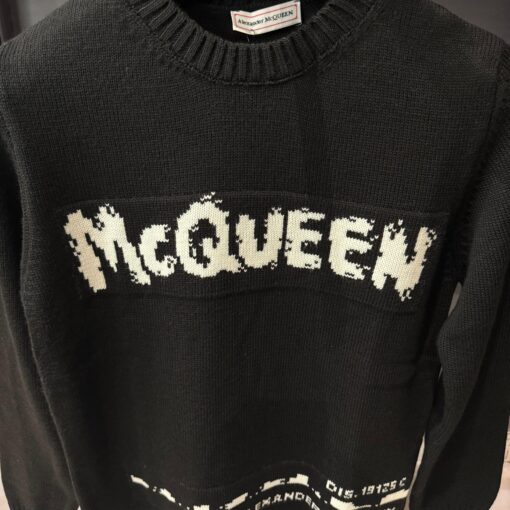 ALEXANDER MCQUEEN Graffiti Logo Intarsia Organic Cotton Sweater - Image 2