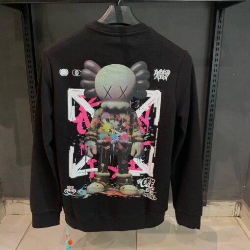 OffWhite Black Sweatshirt with Multicolored Gloves - Image 2