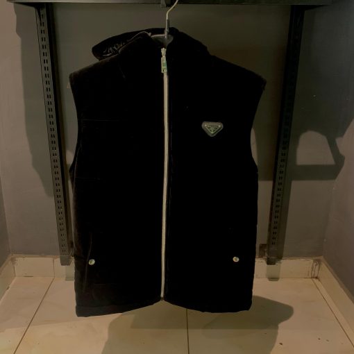 Prada Velvet Hoodie Vest with Half Sleeves