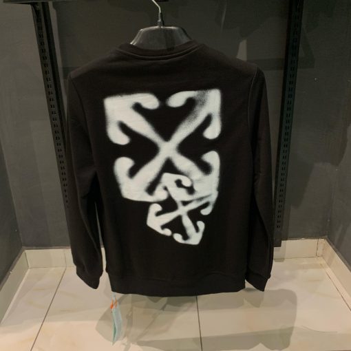 OffWhite Faded Logo Print Sweatshirt with Cross on Back - Image 2