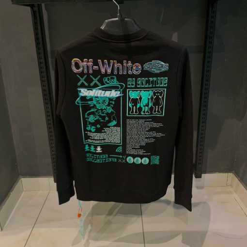 OffWhite Black Sweatshirt with Green Faded Elephant - Image 3