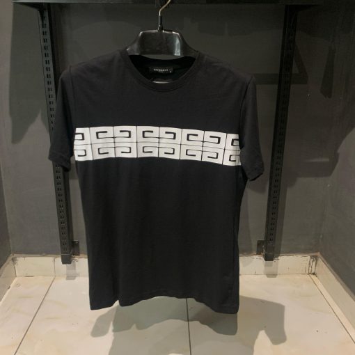 Givenchy Striped Black Tshirt with Back Logo