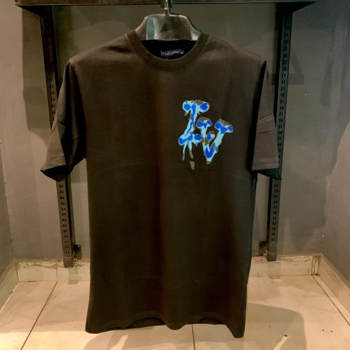 Louis Vuitton Black TShirt with Front Blue Print