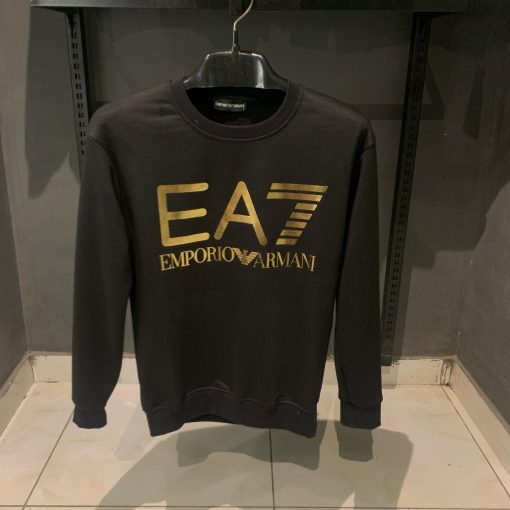 Emporio Armani Black Sweatshirt Golden Letters