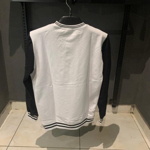 Balenciaga White Sweatshirt with Black Sleeves Front Logo - Image 2