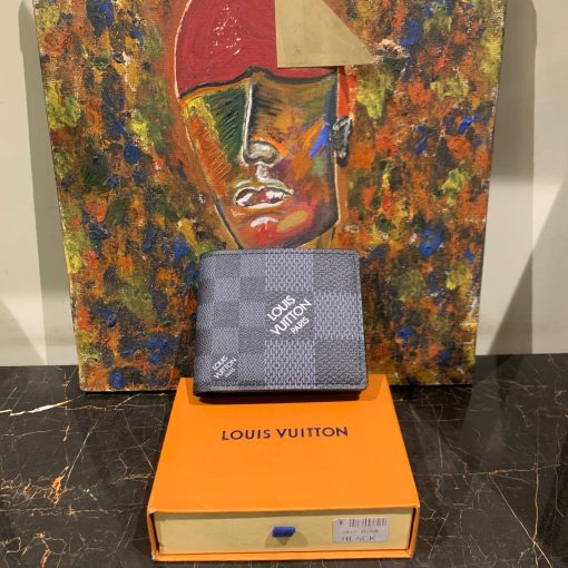 Louis Vuitton Grey Black Logo Wallet