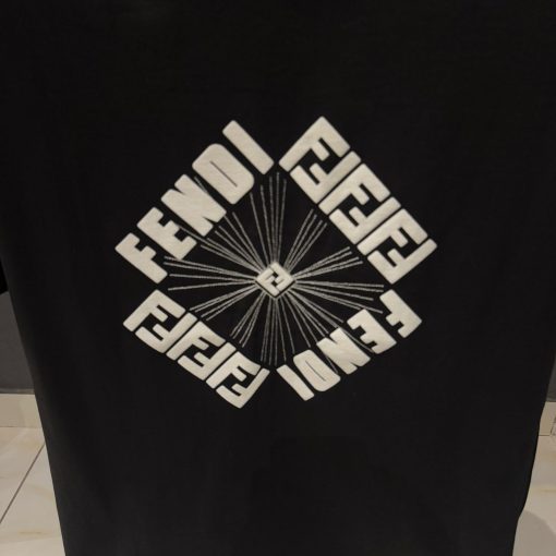 Fendi Black TShirt with Square Logo - Image 2