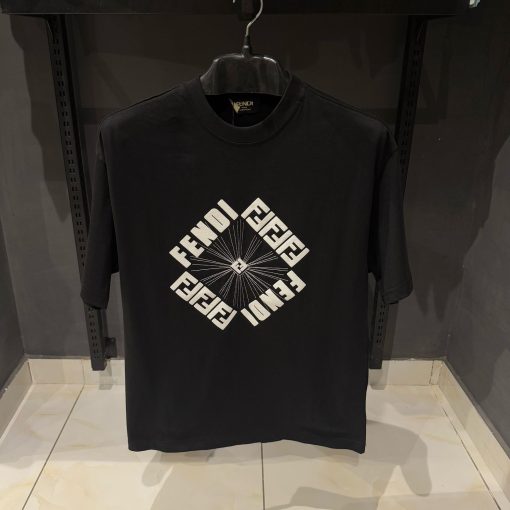 Fendi Black TShirt with Square Logo