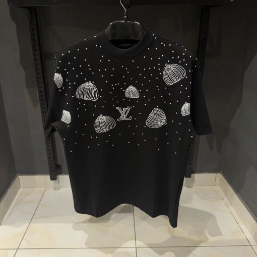 Louis Vuitton Black TShirt with White Dot