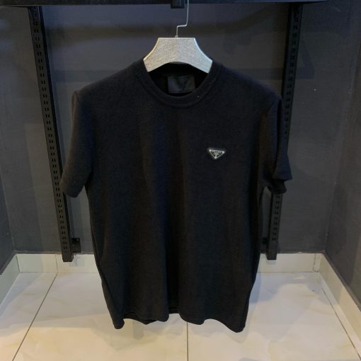 Prada Black Waffle Knit Oversized TShirt