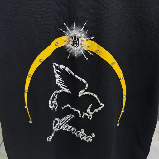 Amiri Crystal Pegasus T Shirt in Black - Image 2