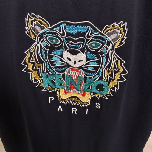 Kenzo Big Logo Embroidered Black  T Shirt - Image 2