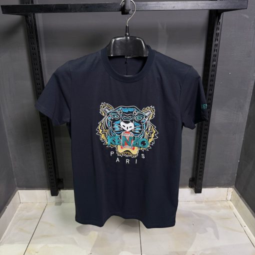 Kenzo Big Logo Embroidered Black  T Shirt