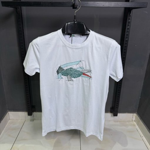 Lacoste Classic Fit Embroidered White T Shirt