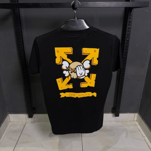 Off White Printed T Shirt in Black - Image 2
