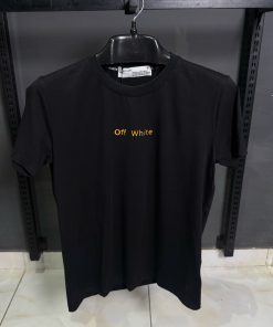 Off White Printed T Shirt in Black