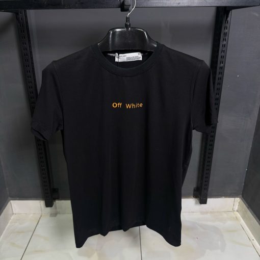 Off White Printed T Shirt in Black