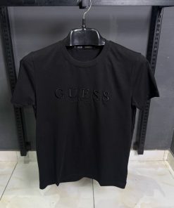 GUESS Embroidered Logo Black T Shirt