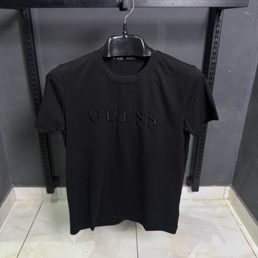 GUESS Embroidered Logo Black T Shirt