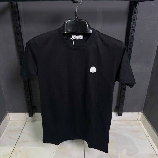 Moncler Front Logo Patch Black T Shirt