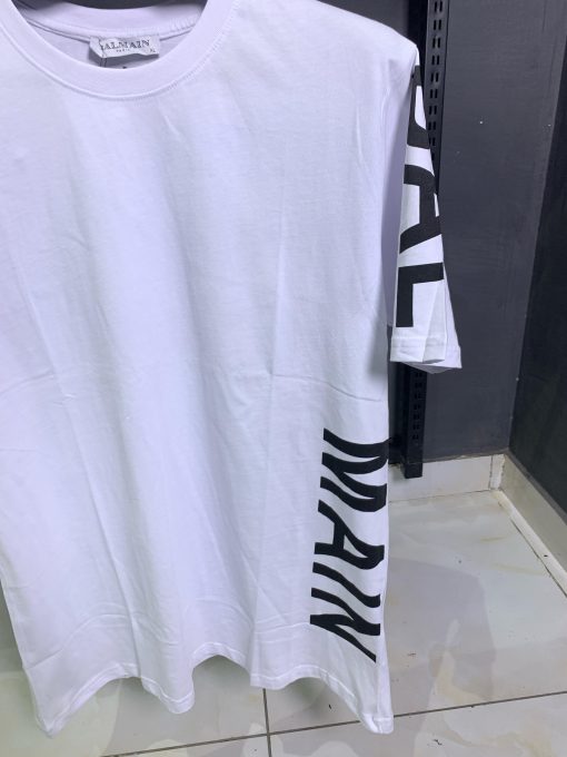 Balmain Letter Writing White T Shirt - Image 2