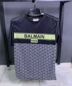 Balmain Letter Monograms Black T Shirt