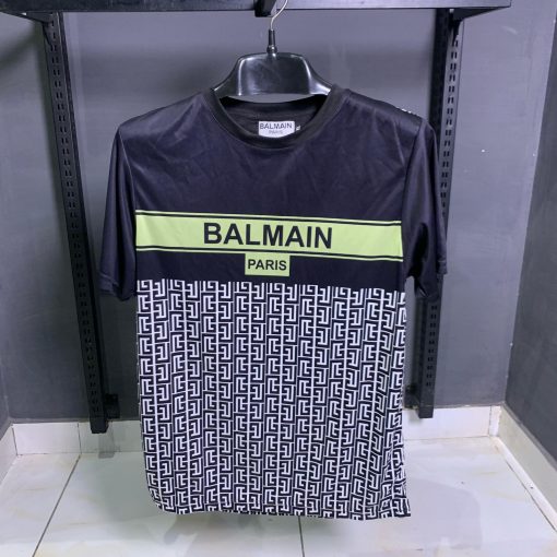 Balmain Letter Monograms Black T Shirt