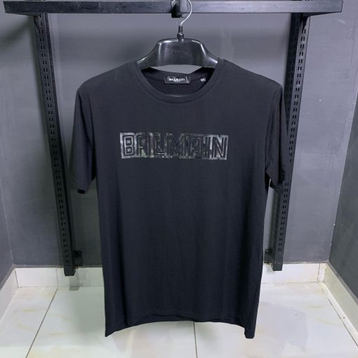 Balmain Salwer Letter Logo Black T Shirt