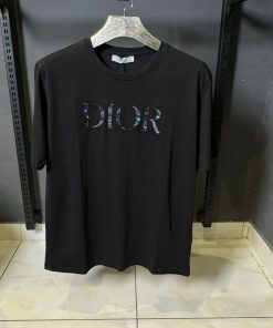 Dior Latter Embroidered Black T Shirt