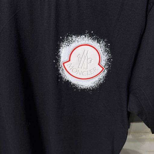 Moncler Black t Shirt  with a front patch and back print - Image 3