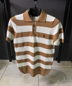 POLO Brown  White T Shirts