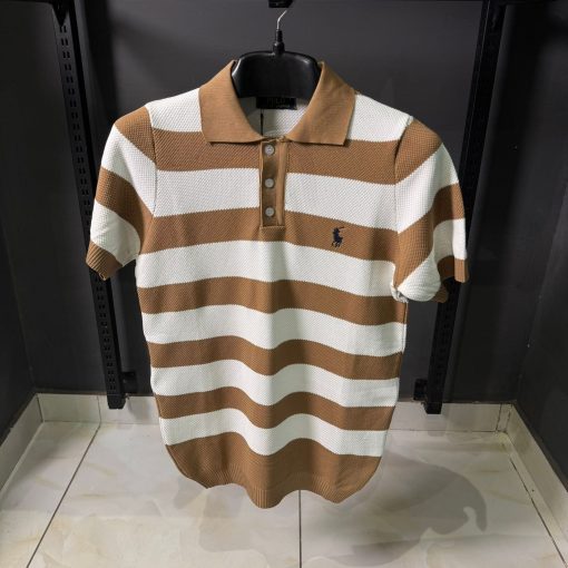 POLO Brown  White T Shirts