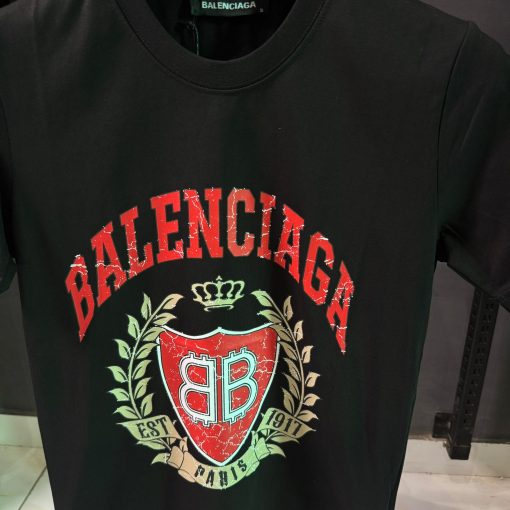 Balenciaga College Crest Logo Front Print T Shirt - Image 2