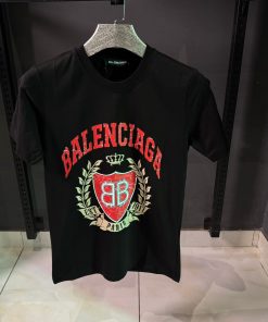 Balenciaga College Crest Logo Front Print T Shirt