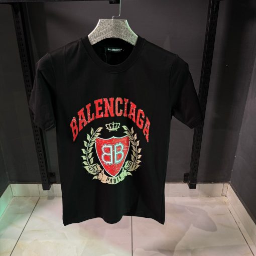 Balenciaga College Crest Logo Front Print T Shirt
