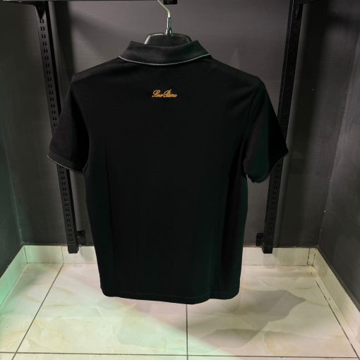 Loro Piana Logo Embroidered Black Polo T Shirt - Image 2