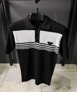 PRADA Black  White Polo T Shirt