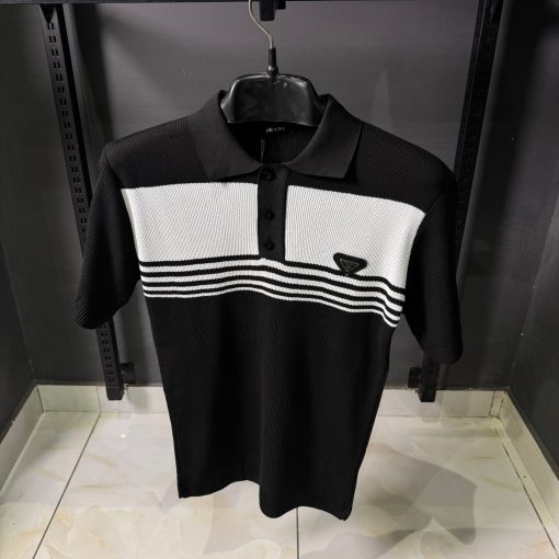 PRADA Black  White Polo T Shirt