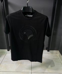Stefano Black T Shirt with Eagle Graphic