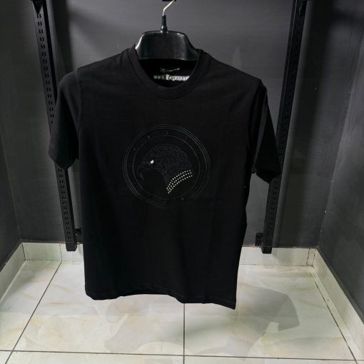 Stefano Black T Shirt with Eagle Graphic