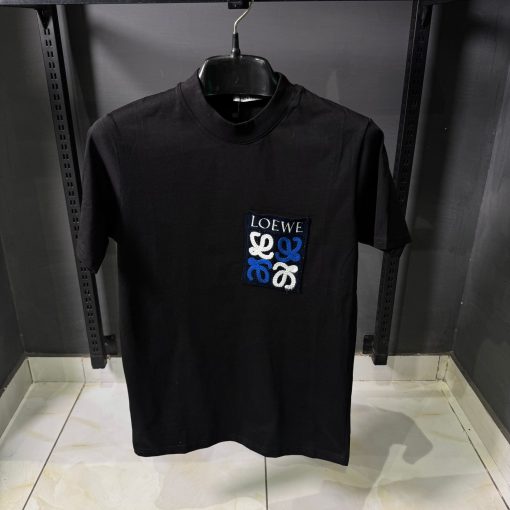 Loewe Front Pocket Logo Patch Black T Shirt