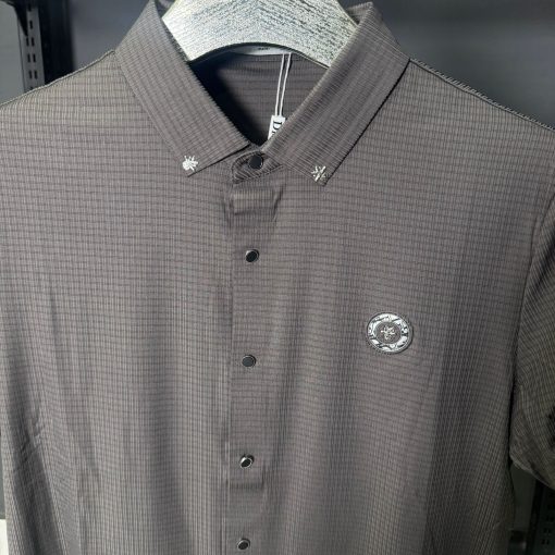 Dior Monogram Button Up Polo Shirt Charcoal Check - Image 2
