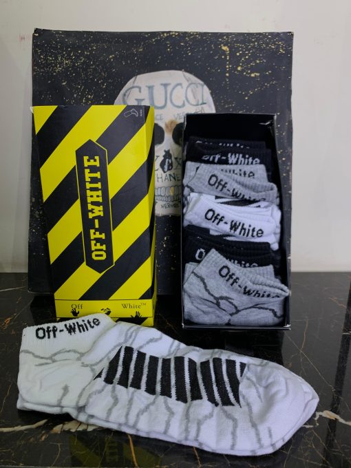 Off White Premium Ankle Socks Pack of 6 Pairs