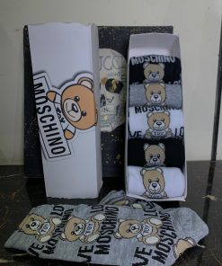 Moschino Teddy Bear Crew Socks 6 Pair Box