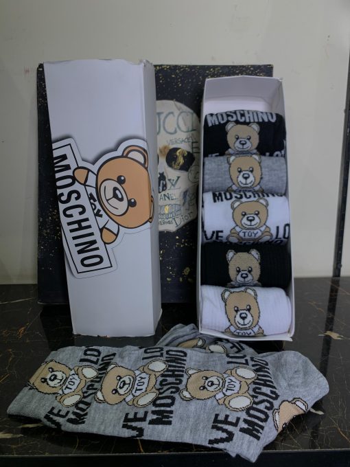Moschino Teddy Bear Crew Socks 6 Pair Box