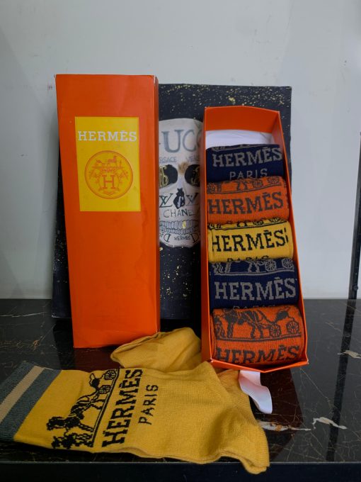 Hermes Paris Luxury Socks 6 Pair Gift Box